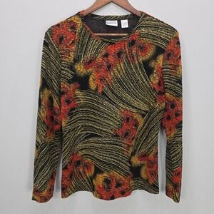 Vintage‎ Chicos Top 1 M Fall Dark Fairy Orange Gold Whimsigoth Grunge Retro 90s